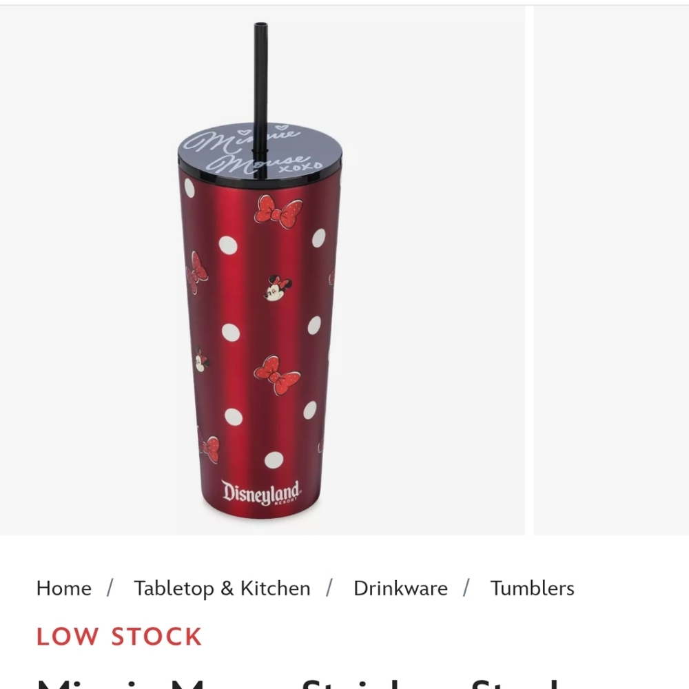 Disney Red Stainless Steel Tumbler with Straw
